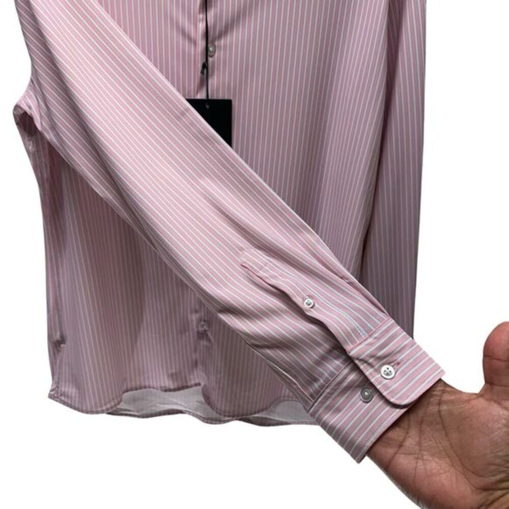 7 Diamonds Shirt Mens Medium Stripe 4-Way Stretch Camden Long Sleeve Button Up - Picture 4 of 11